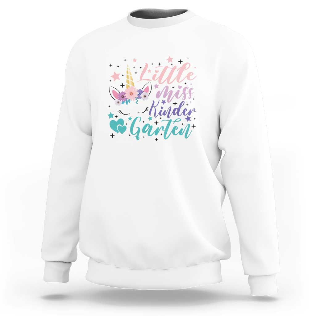 Back To School Sweatshirt Little Miss Kindergarten Unicorn - Wonder Print Shop