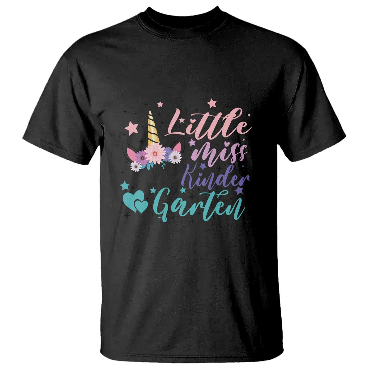 Back To School T Shirt Little Miss Kindergarten Unicorn - Wonder Print Shop