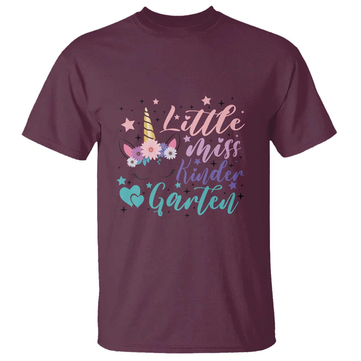 Back To School T Shirt Little Miss Kindergarten Unicorn - Wonder Print Shop