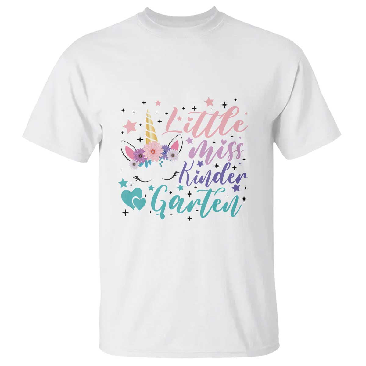 Back To School T Shirt Little Miss Kindergarten Unicorn - Wonder Print Shop