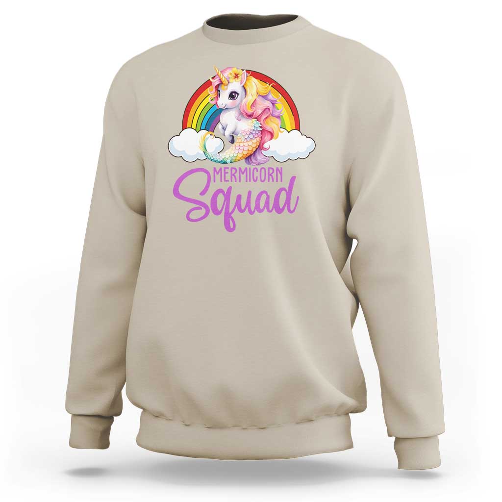 Mermicorn Squad Sweatshirt Mermaids Unicorns Birthday Party Rainbow - Wonder Print Shop