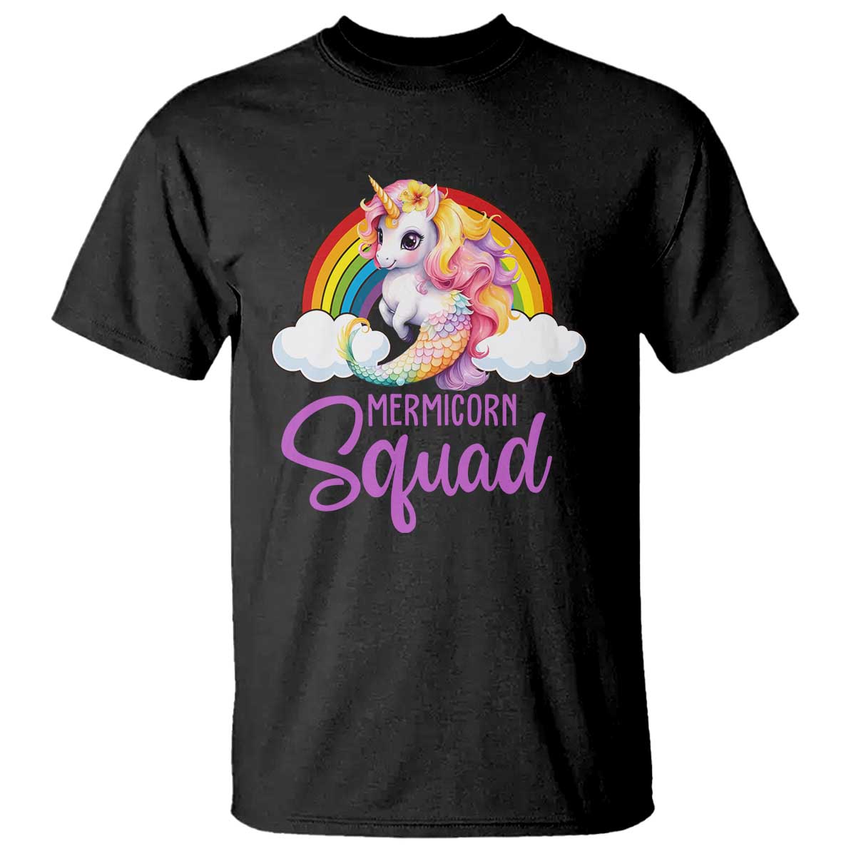 Mermicorn Squad T Shirt Mermaids Unicorns Birthday Party Rainbow - Wonder Print Shop