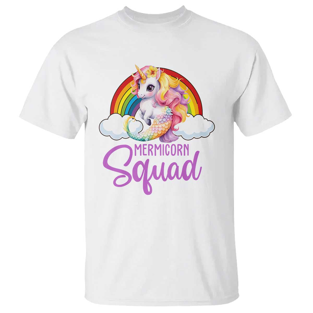 Mermicorn Squad T Shirt Mermaids Unicorns Birthday Party Rainbow - Wonder Print Shop
