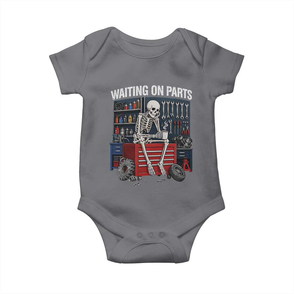 Waiting On Parts Funny Mechanic Baby Onesie Funny Skeleton Auto Repair Life