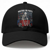Waiting On Parts Funny Mechanic Baseball Cap Funny Skeleton Auto Repair Life
