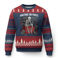 Waiting On Parts Funny Mechanic Ugly Christmas Sweater Funny Skeleton Auto Repair Life