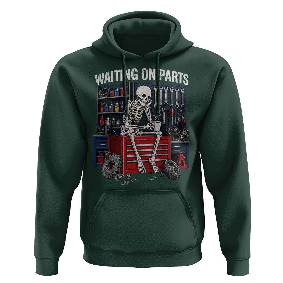 Waiting On Parts Funny Mechanic Hoodie Funny Skeleton Auto Repair Life