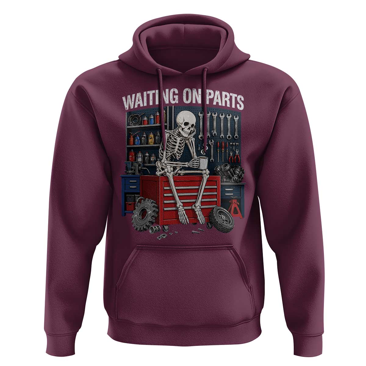 Waiting On Parts Funny Mechanic Hoodie Funny Skeleton Auto Repair Life