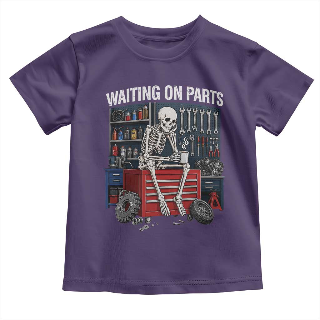 Waiting On Parts Funny Mechanic Toddler T Shirt Funny Skeleton Auto Repair Life