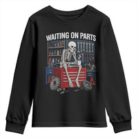 Waiting On Parts Funny Mechanic Youth Sweatshirt Funny Skeleton Auto Repair Life