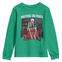 Waiting On Parts Funny Mechanic Youth Sweatshirt Funny Skeleton Auto Repair Life