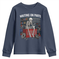 Waiting On Parts Funny Mechanic Youth Sweatshirt Funny Skeleton Auto Repair Life