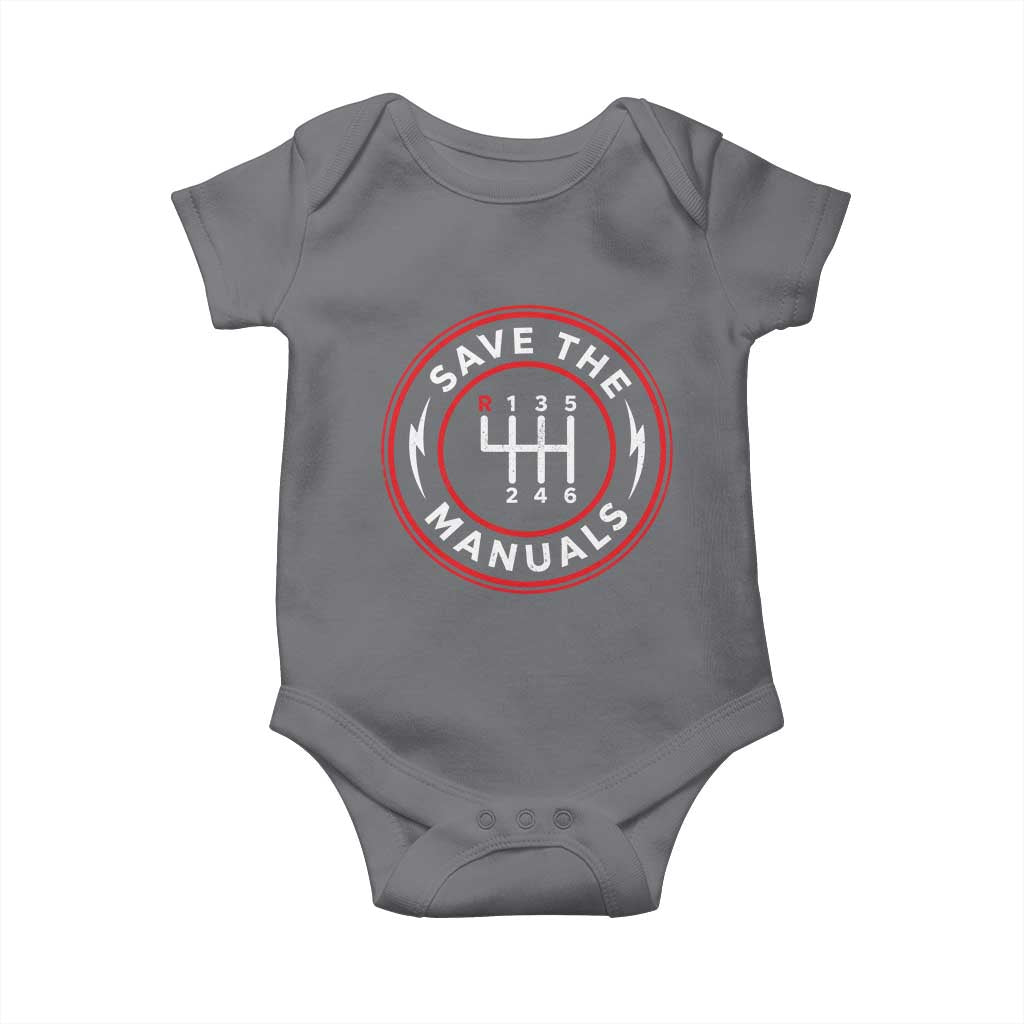 Save The Manuals Gear Shift Car Lover Baby Onesie