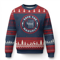 Save The Manuals Gear Shift Car Lover Ugly Christmas Sweater