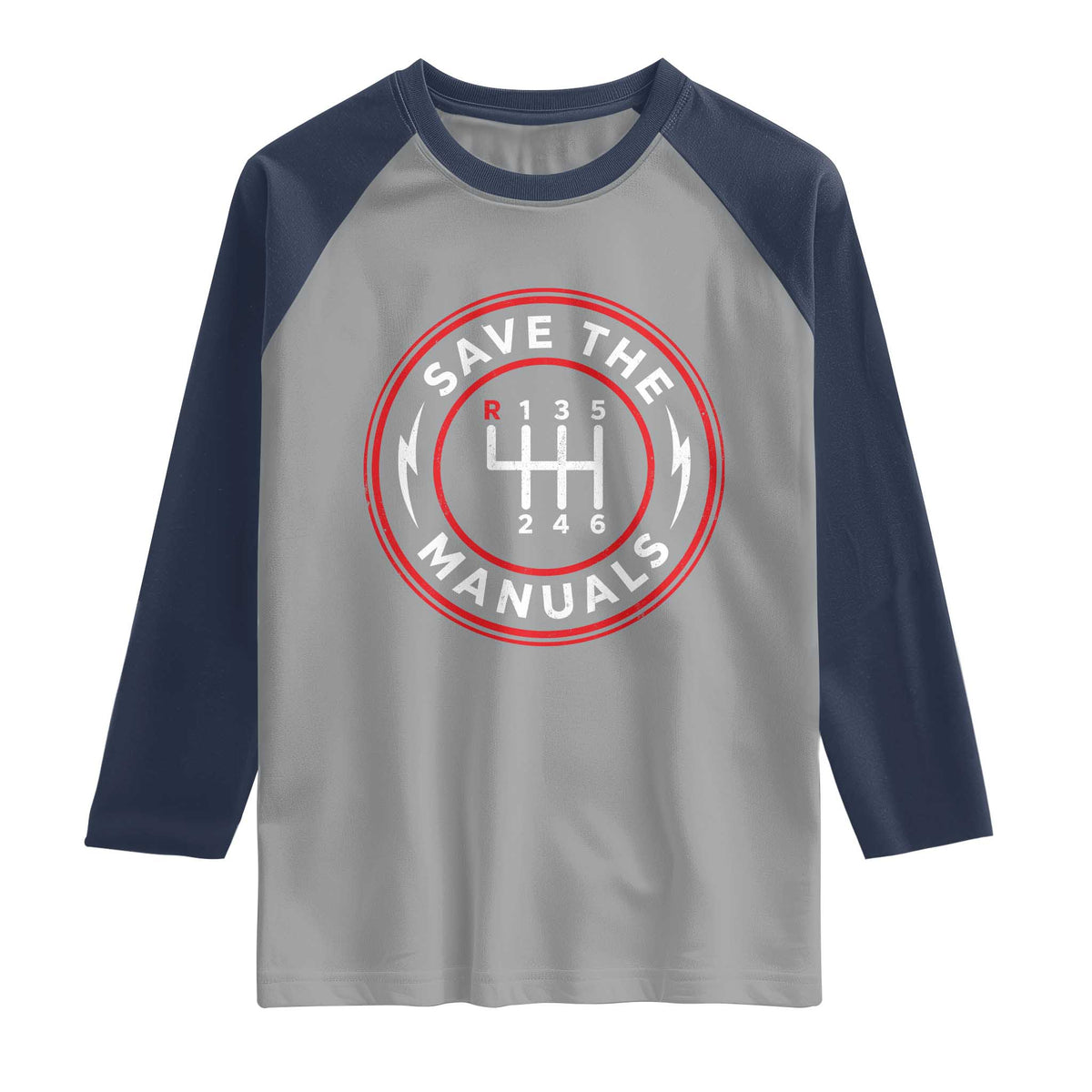 Save The Manuals Gear Shift Car Lover Raglan Shirt