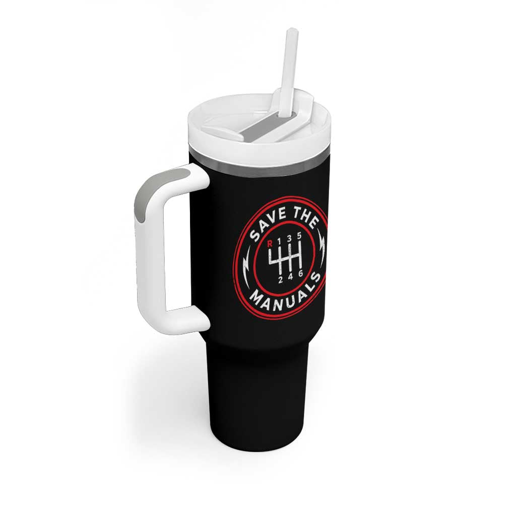Save The Manuals Gear Shift Car Lover Tumbler With Handle