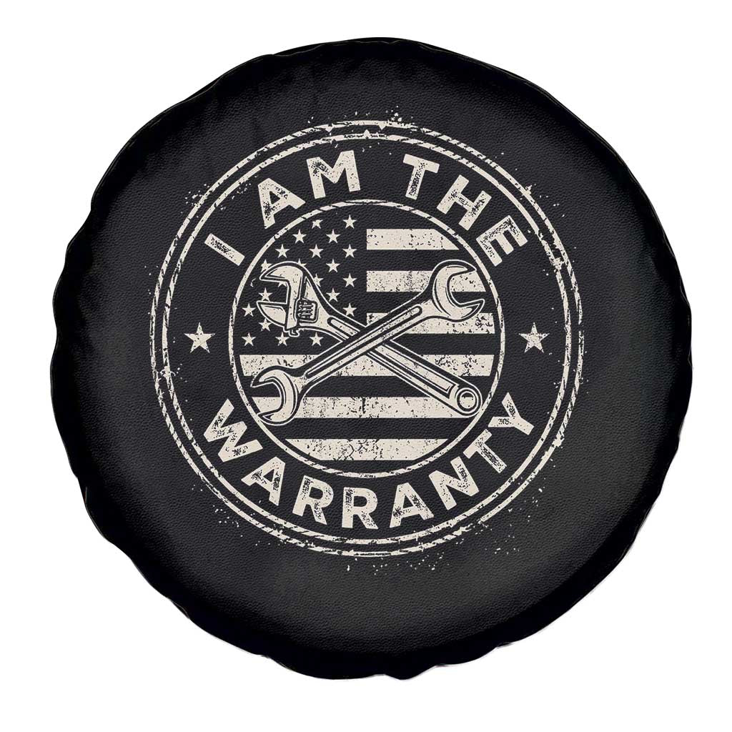 I Am The Warranty Funny Mechanic Spare Tire Cover Race Car Parts Repair Guy Vintage American Flag