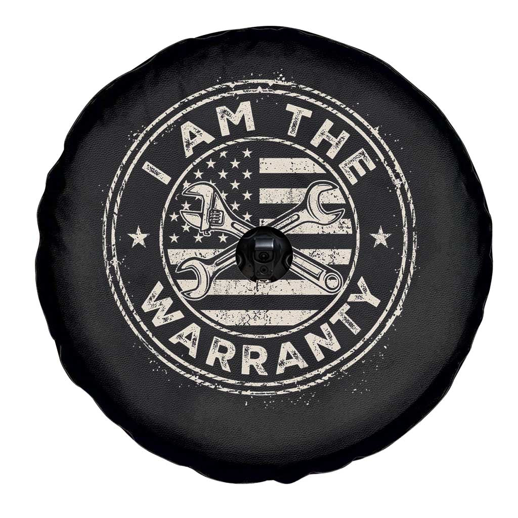 I Am The Warranty Funny Mechanic Spare Tire Cover Race Car Parts Repair Guy Vintage American Flag