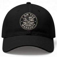 I Am The Warranty Funny Mechanic Baseball Cap Race Car Parts Repair Guy Vintage American Flag