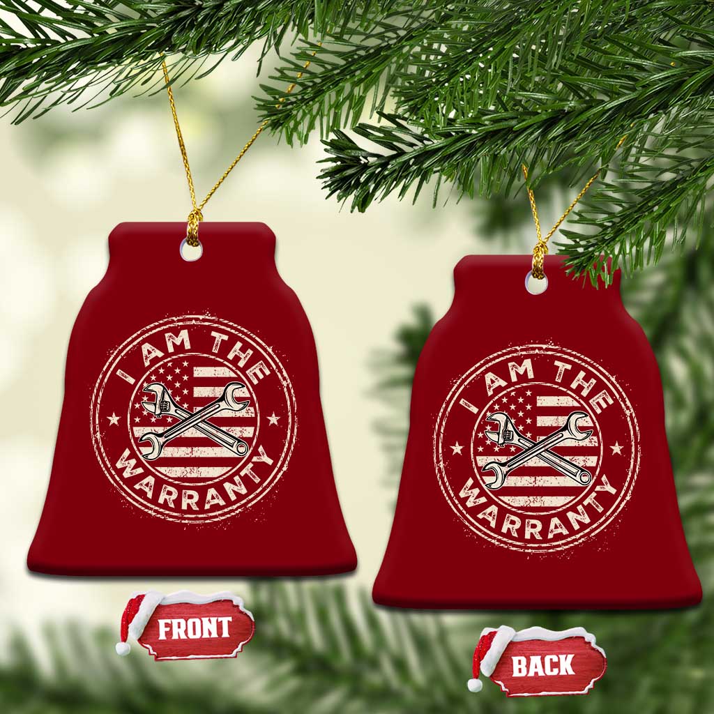 I Am The Warranty Funny Mechanic Ceramic Ornament Race Car Parts Repair Guy Vintage American Flag