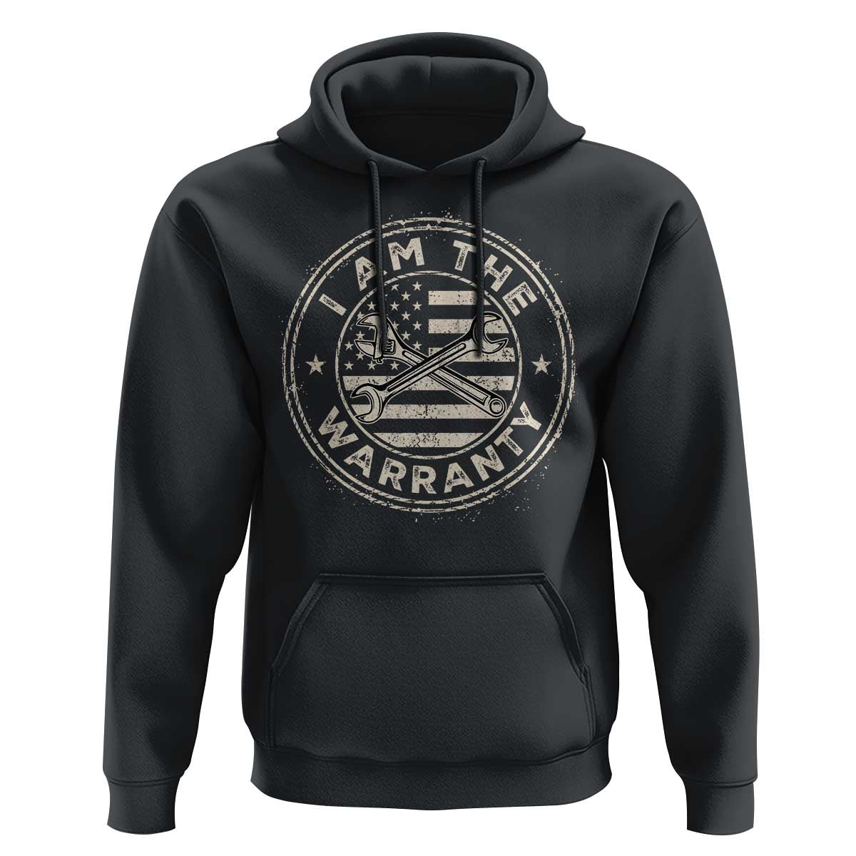 I Am The Warranty Funny Mechanic Hoodie Race Car Parts Repair Guy Vintage American Flag