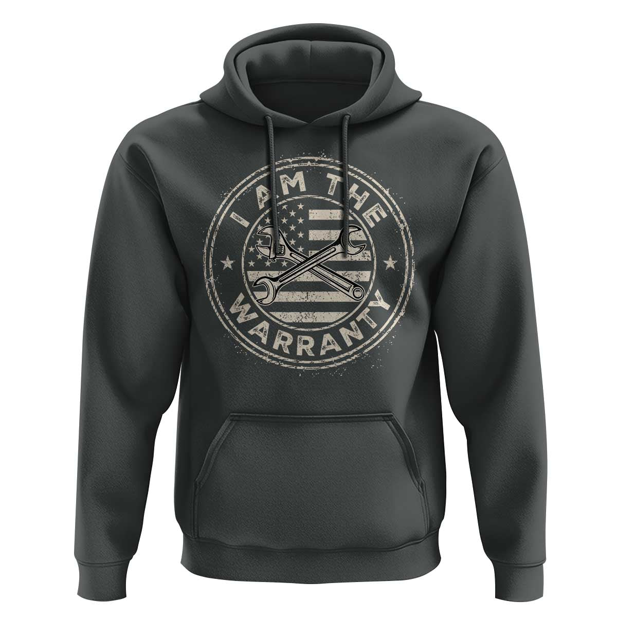 I Am The Warranty Funny Mechanic Hoodie Race Car Parts Repair Guy Vintage American Flag