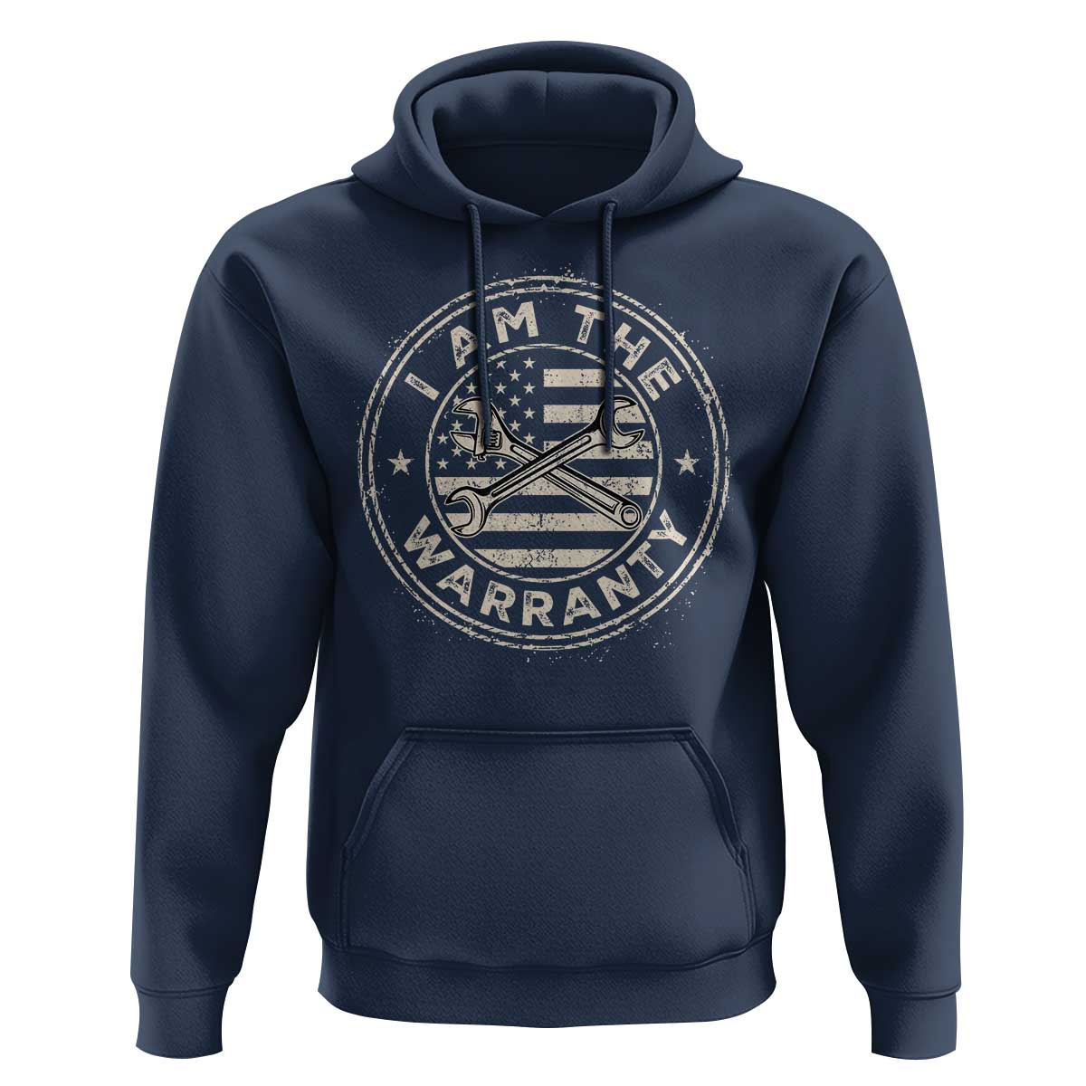 I Am The Warranty Funny Mechanic Hoodie Race Car Parts Repair Guy Vintage American Flag