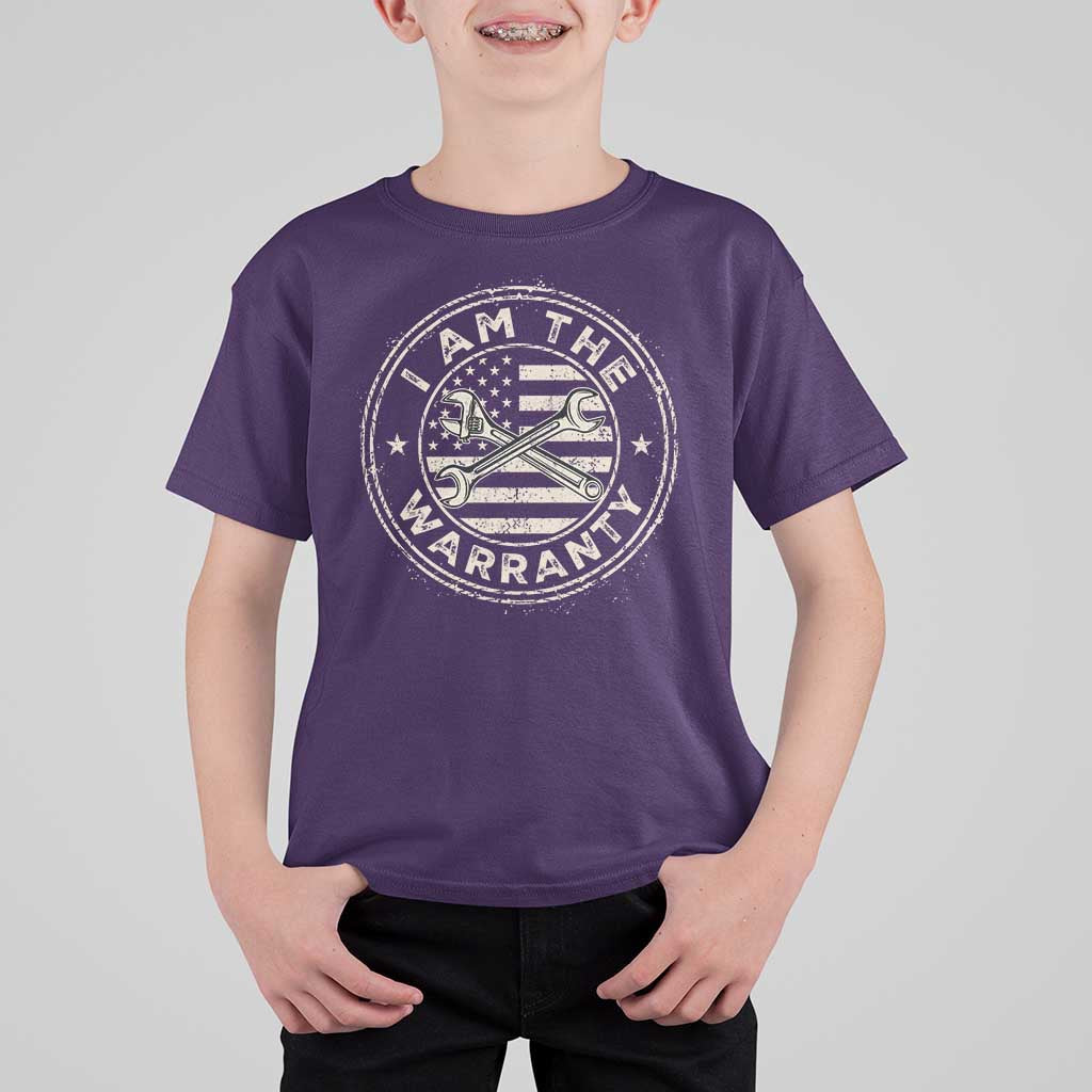 I Am The Warranty Funny Mechanic T Shirt For Kid Race Car Parts Repair Guy Vintage American Flag