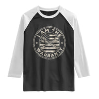 I Am The Warranty Funny Mechanic Raglan Shirt Race Car Parts Repair Guy Vintage American Flag
