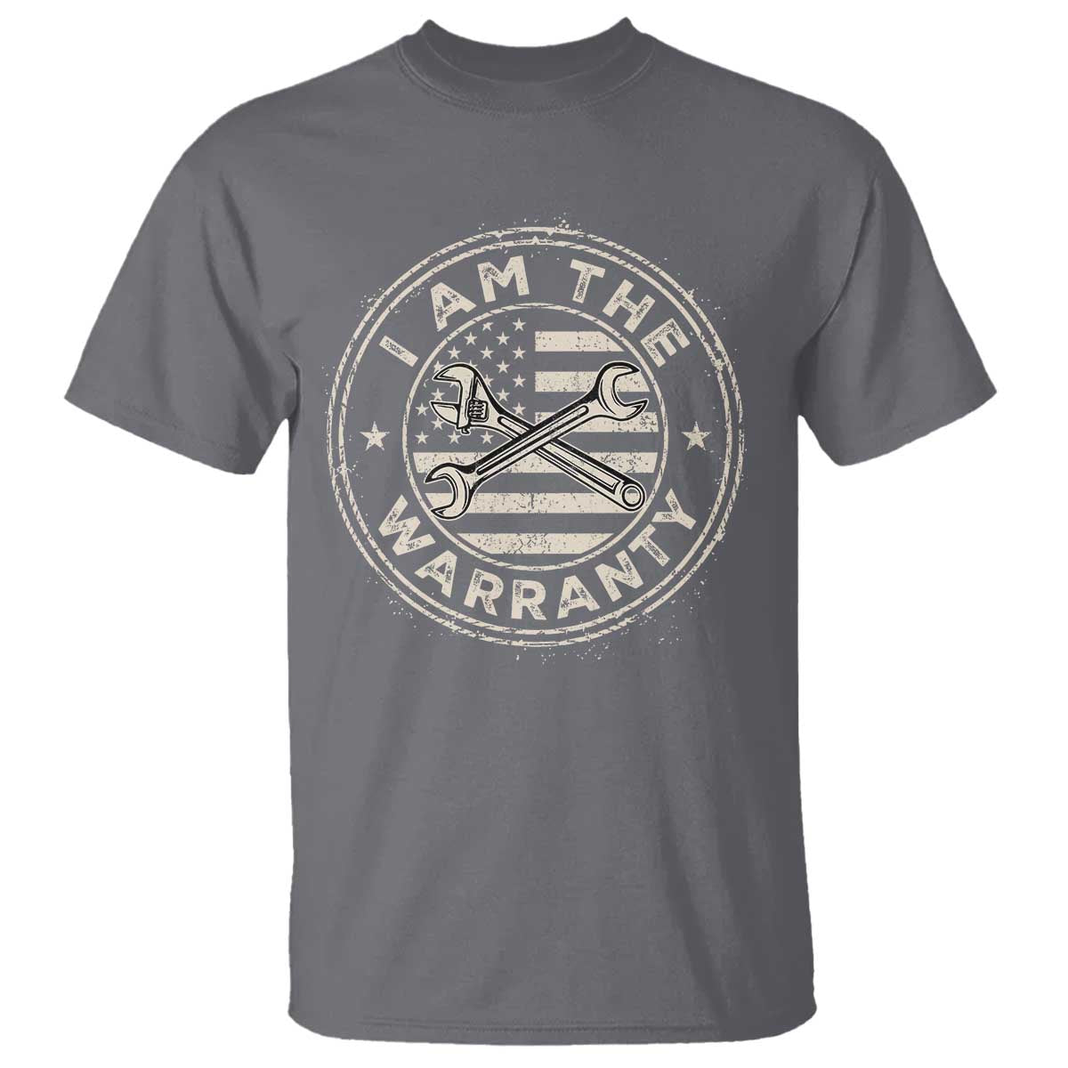 I Am The Warranty Funny Mechanic T Shirt Race Car Parts Repair Guy Vintage American Flag