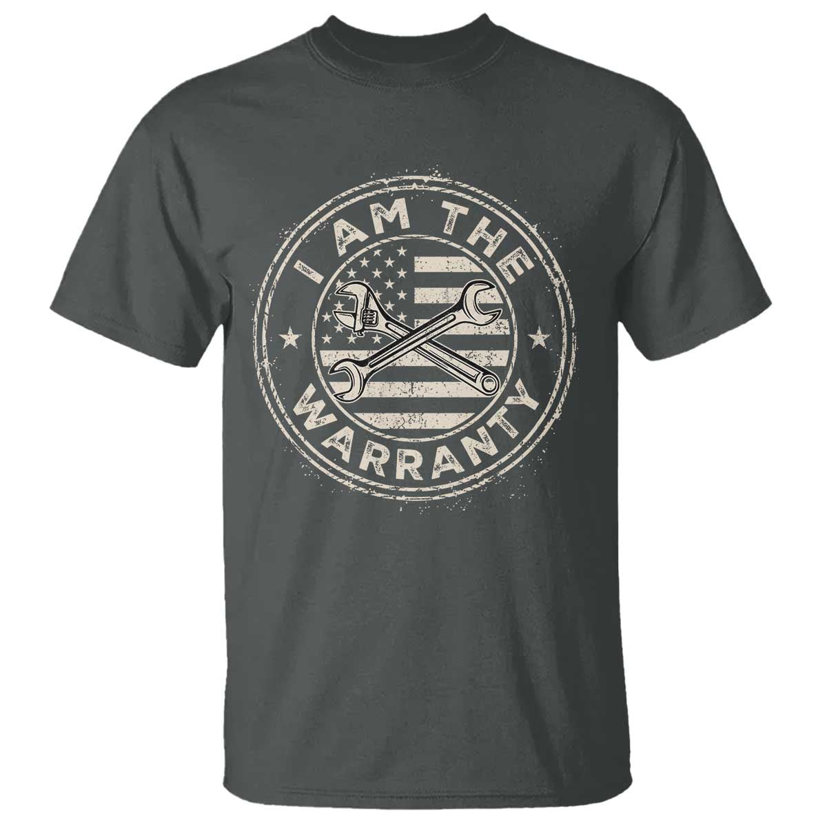 I Am The Warranty Funny Mechanic T Shirt Race Car Parts Repair Guy Vintage American Flag