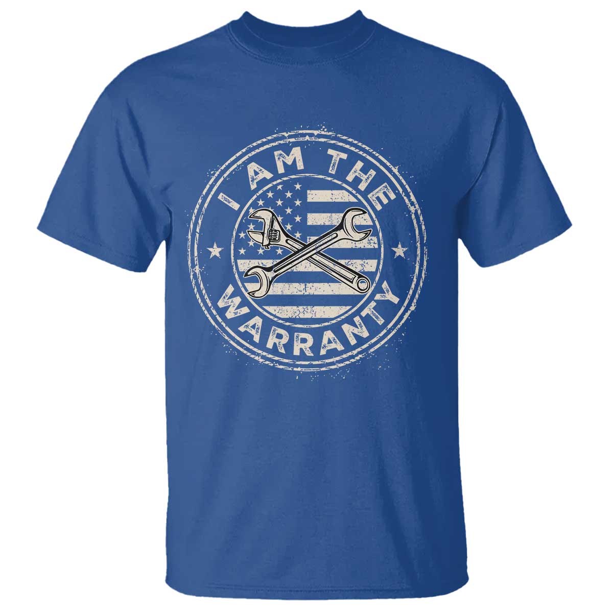 I Am The Warranty Funny Mechanic T Shirt Race Car Parts Repair Guy Vintage American Flag