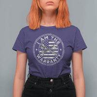I Am The Warranty Funny Mechanic T Shirt For Women Race Car Parts Repair Guy Vintage American Flag