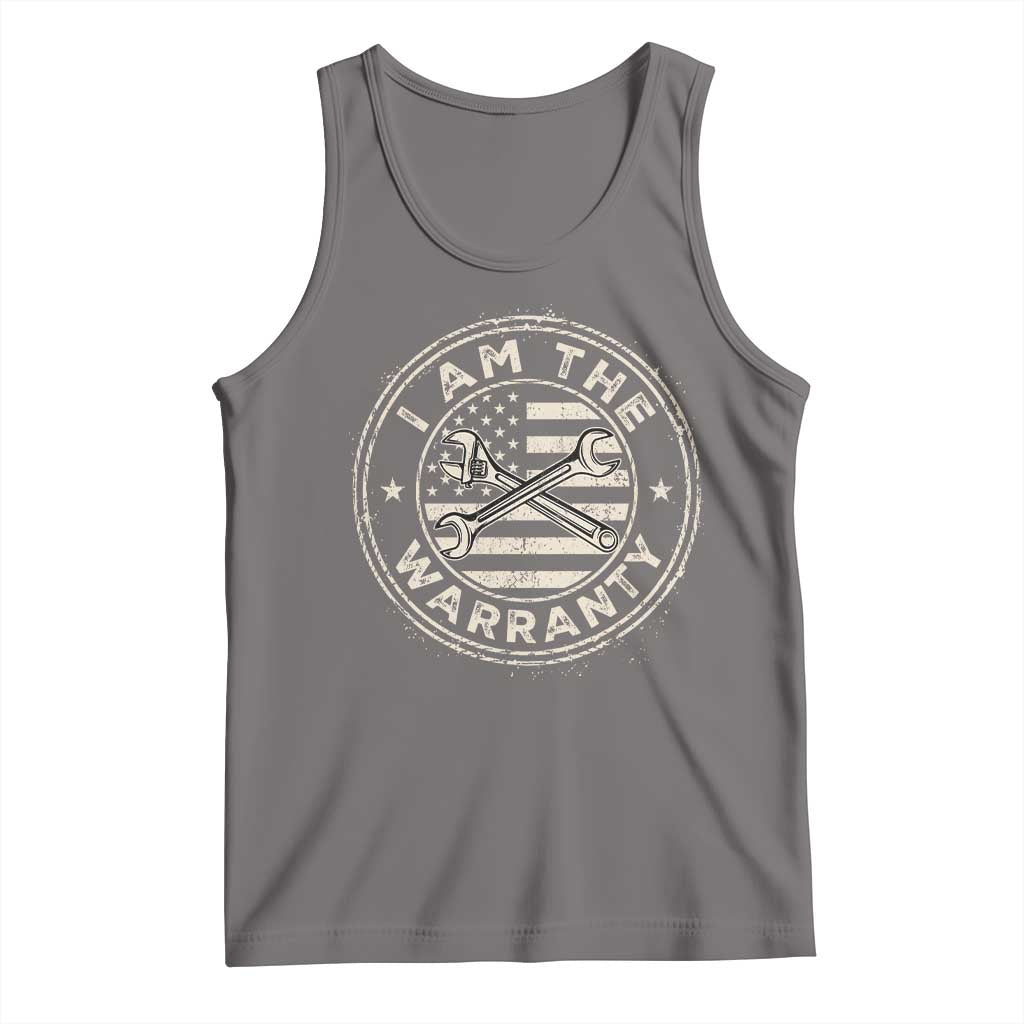 I Am The Warranty Funny Mechanic Tank Top Race Car Parts Repair Guy Vintage American Flag