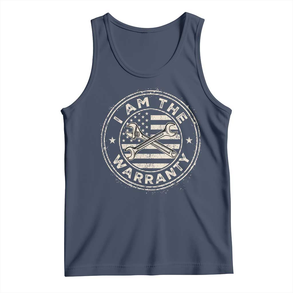 I Am The Warranty Funny Mechanic Tank Top Race Car Parts Repair Guy Vintage American Flag