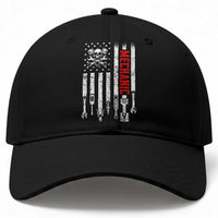 Mechanic American Flag Vintage Skull Auto Repair Handyman Baseball Cap