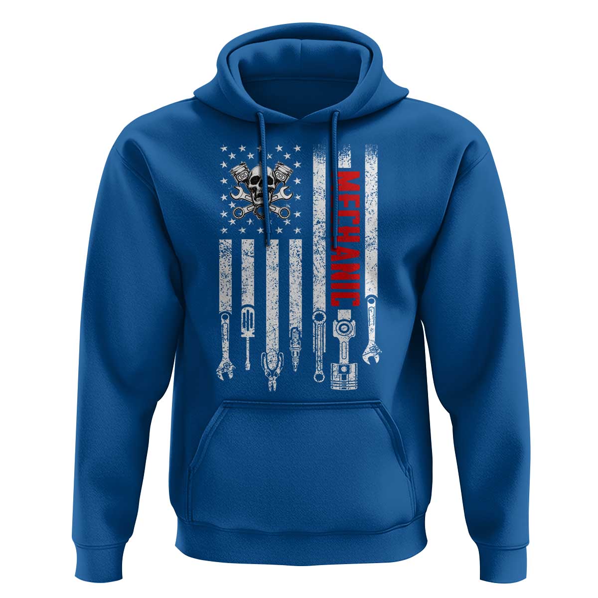 Mechanic American Flag Vintage Skull Auto Repair Handyman Hoodie