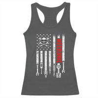 Mechanic American Flag Vintage Skull Auto Repair Handyman Racerback Tank Top