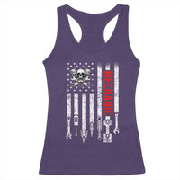 Mechanic American Flag Vintage Skull Auto Repair Handyman Racerback Tank Top