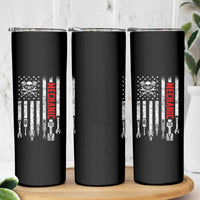 Mechanic American Flag Vintage Skull Auto Repair Handyman Skinny Tumbler
