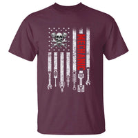 Mechanic American Flag Vintage Skull Auto Repair Handyman T Shirt