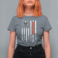 Mechanic American Flag Vintage Skull Auto Repair Handyman T Shirt For Women