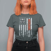 Mechanic American Flag Vintage Skull Auto Repair Handyman T Shirt For Women
