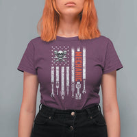Mechanic American Flag Vintage Skull Auto Repair Handyman T Shirt For Women