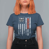 Mechanic American Flag Vintage Skull Auto Repair Handyman T Shirt For Women
