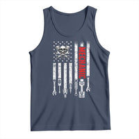 Mechanic American Flag Vintage Skull Auto Repair Handyman Tank Top