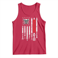 Mechanic American Flag Vintage Skull Auto Repair Handyman Tank Top