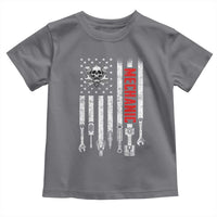 Mechanic American Flag Vintage Skull Auto Repair Handyman Toddler T Shirt