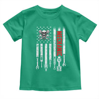 Mechanic American Flag Vintage Skull Auto Repair Handyman Toddler T Shirt
