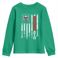 Mechanic American Flag Vintage Skull Auto Repair Handyman Youth Sweatshirt